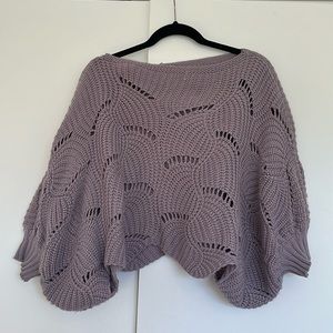 ELODIE, Unique Knitted Purple Cropped Sweater, Size L